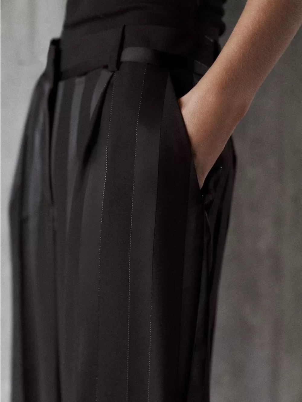 ZARA JACQUARD STRIPED PANTS WITH METALLIC THREAD
